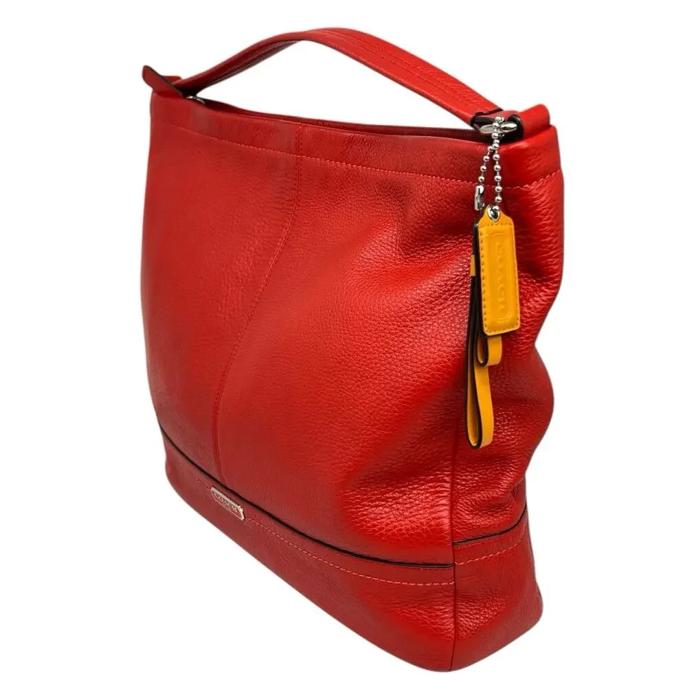 Coach Red Orange Leather Hobo Bag Slouchy Shoulder Everyday